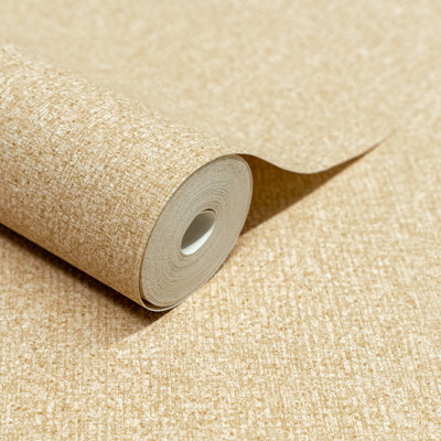 Grandeco Boutique Monroy Semi Plain Effect Luxury Weight Embossed Wallpaper, Beige