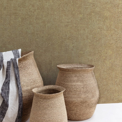 Grandeco Boutique Norite Deep Natural Texture Embossed Wallpaper, Gold