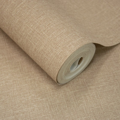 Grandeco Boutique Nursery Pure & Protect Cirrus Woven Linen Textured Antibacterial Wallpaper, Brown