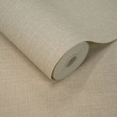 Grandeco Boutique Nursery Pure & Protect Cirrus Woven Linen Textured Antibacterial Wallpaper, Cream