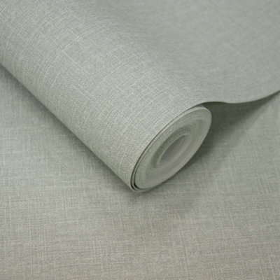 Grandeco Boutique Nursery Pure & Protect Cirrus Woven Linen Textured Antibacterial Wallpaper, Duck Egg