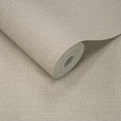 Grandeco Boutique Nursery Pure & Protect Cirrus Woven Linen Textured Antibacterial Wallpaper, Neutral