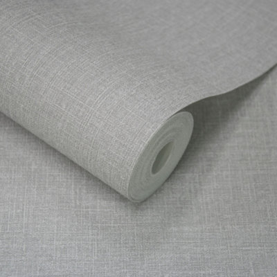 Grandeco Boutique Nursery Pure & Protect Cirrus Woven Linen Textured Antibacterial Wallpaper, Owl Grey