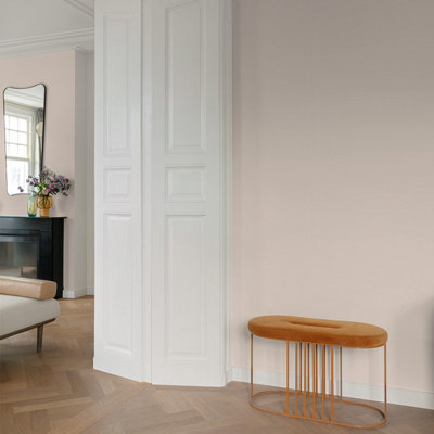Grandeco Boutique Nursery Pure & Protect Cirrus Woven Linen Textured Antibacterial Wallpaper, Pale Pink