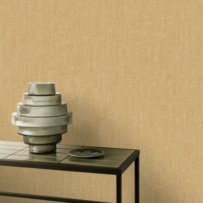 Grandeco Boutique Onyx Embossed Textured Embossed Wallpaper, Yellow