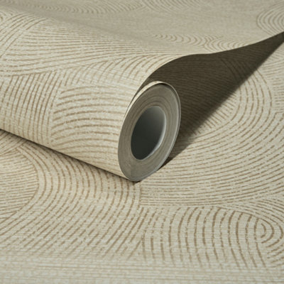 Grandeco Boutique Organic Maze Swirl PVC-free Eco Wallpaper, Beige