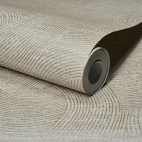 Grandeco Boutique Organic Maze Swirl PVC-free Eco Wallpaper, Neutral