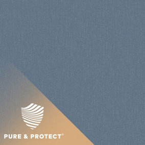 Grandeco Boutique Pure & Protect Cirrus Woven Linen Textured Antibacterial Wallpaper, Denim Blue