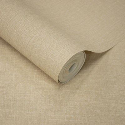 Grandeco Boutique Pure & Protect Cirrus Woven Linen Textured Antibacterial Wallpaper, Light Sand