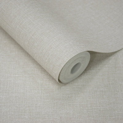 Grandeco Boutique Pure & Protect Cirrus Woven Linen Textured Antibacterial Wallpaper, Linen
