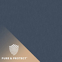 Grandeco Boutique Pure & Protect Cirrus Woven Linen Textured Antibacterial Wallpaper, Navy
