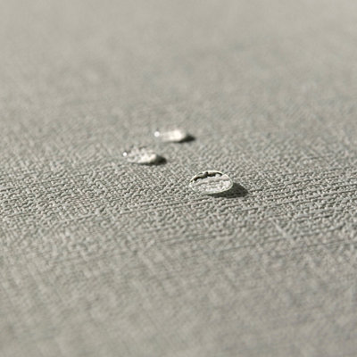 Grandeco Boutique Pure & Protect Stratus Stripe Linen Textured Antibacterial Wallpaper, Ecru