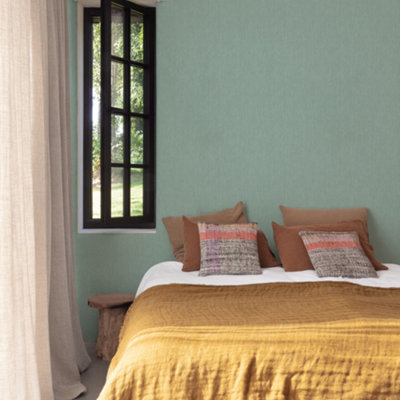 Grandeco Boutique Rays Grasscloth Effect PVC-free Eco Wallpaper, Teal