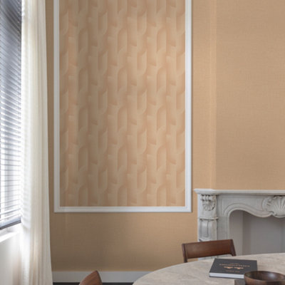 Grandeco Boutique Romanie Art Deco Rust Luxury Embossed Wallpaper, Coral