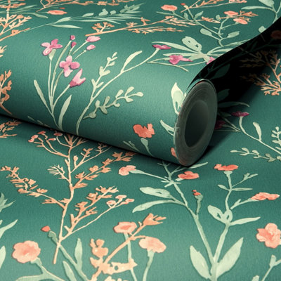 Grandeco Boutique Spring Leaf PVC-free Eco Wallpaper, Green