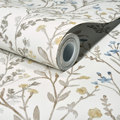 Grandeco Boutique Spring Leaf PVC-free Eco Wallpaper, Ivory Yellow