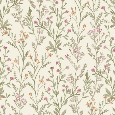 Grandeco Boutique Spring Leaf PVC-free Eco Wallpaper, Neutral