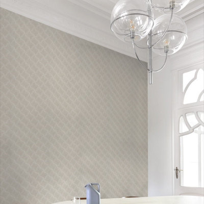 Grandeco Boutique Thuya Metallic Geo Embossed Textured Wallpaper, Beige