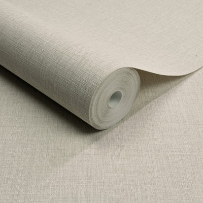 Grandeco Boutique Trente Linen Effect Luxury Weight Embossed Wallpaper, Grey