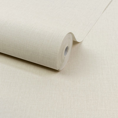 Grandeco Boutique Trente Linen Effect Luxury Weight Embossed Wallpaper, Ivory