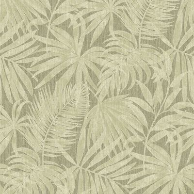 Grandeco Boutique Tropical Palm Leaf PVC-free Eco Wallpaper, Green