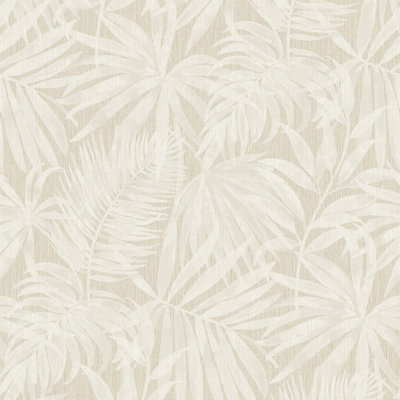 Grandeco Boutique Tropical Palm Leaf PVC-free Eco Wallpaper, Taupe