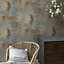 Grandeco Brandenburg Rustic Industrial Brown & Teal Concrete Textured Wallpaper