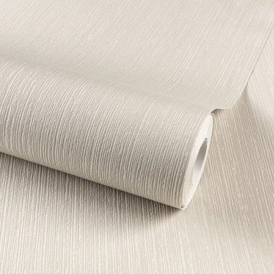 Grandeco Calcutta Plain Blown Vinyl Textured Wallpaper, Beige