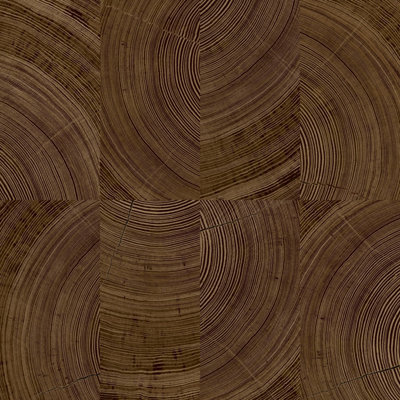 Grandeco Cambara Stacked Log Wood Block Textured Wallpaper, Walnut