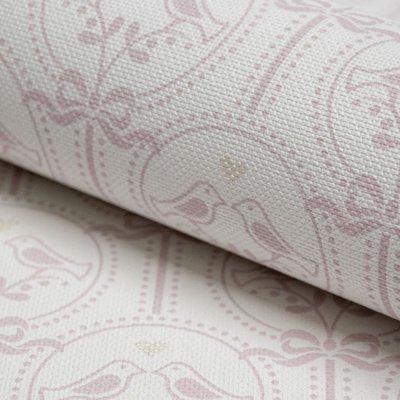 Grandeco Cameo Love Birds Nursery Textured Wallpaper, Pink