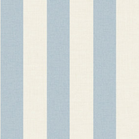 Grandeco Classic Wide Textured Stripe Wallpaper, Blue