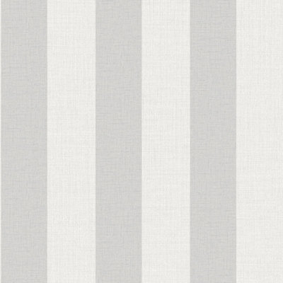 Grandeco Classic Wide Textured Stripe Wallpaper, Grey