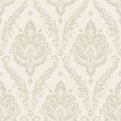 Grandeco Classical Grand Damask Textured Wallpaper, Neutral