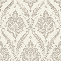 Grandeco Classical Grand Damask Textured Wallpaper, Taupe