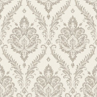 Grandeco Classical Grand Damask Textured Wallpaper, Taupe