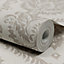 Grandeco Classical Grand Damask Textured Wallpaper, Taupe