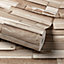 Grandeco Colorado Stacked Wood Block Plank Effect Textured Wallpaper, Light