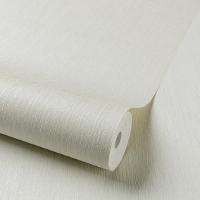 Grandeco Concerto Grasscloth Textured Textured Wallpaper, White
