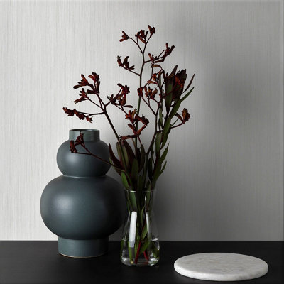 Grandeco Concerto Grasscloth Textured  Wallpaper, Neutral Grey