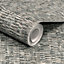 Grandeco Cordy Plain Woven Fabric Effect Textured Wallpaper, Grey