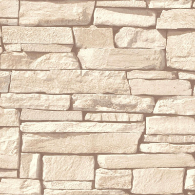 Grandeco Dax LimeStone Wall Effect Textured Wallpaper, Neutral