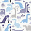 Grandeco Dinosaur Nursery Textured Wallpaper Blue