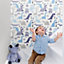 Grandeco Dinosaur Nursery Textured Wallpaper Blue