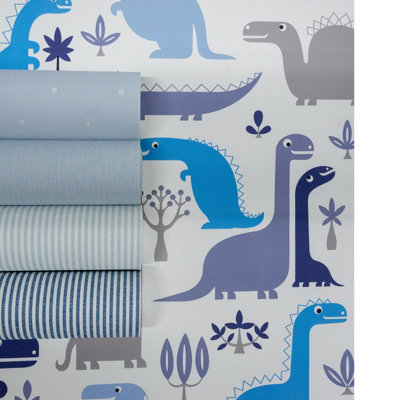 Grandeco Dinosaur Nursery Textured Wallpaper Blue
