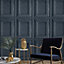 Grandeco Distressed Aged Rustic Wood Panel Navy Wood Textured Wallpaper