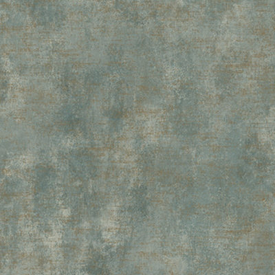 Grandeco Distressed Metallic Plaster Effect Plain Wallpaper, Teal