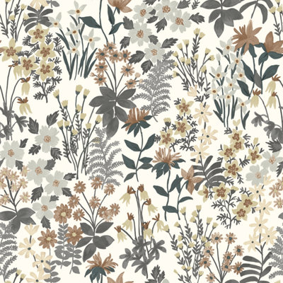 Grandeco Ditsy Floral Agnala Textured Wallpaper,  Coco Beige