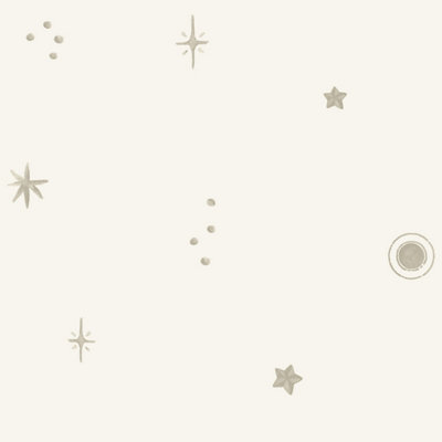 Grandeco Dudley Night Sky Stars Nursery Textured Wallpaper, White Grey
