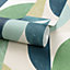 Grandeco Dufy Geometric Painted Shapes Textured Wallpaper, Blue Green