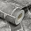 Grandeco Durham Brick Wall Industrial Pure Grey Wallpaper
